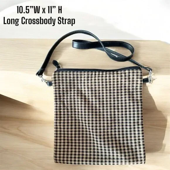 Longaberger Lightweight Crossbody Bag Black Khaki Checkered Plaid
Long Strap - Picture 4 of 10